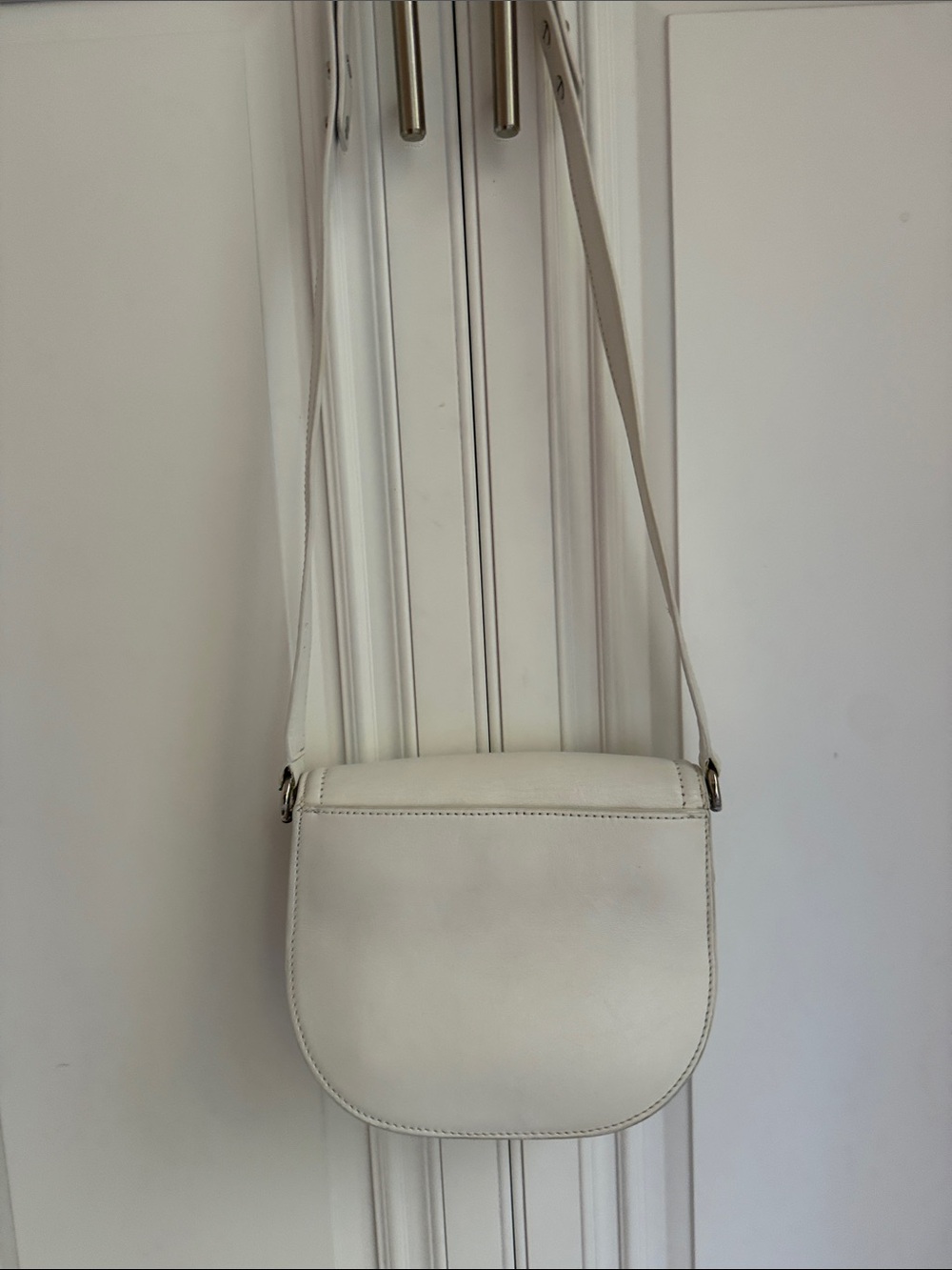 Loeffler Randall White Leather Crossbody Saddle Bag with Silver-Tone Hardware - Picture 5 of 13